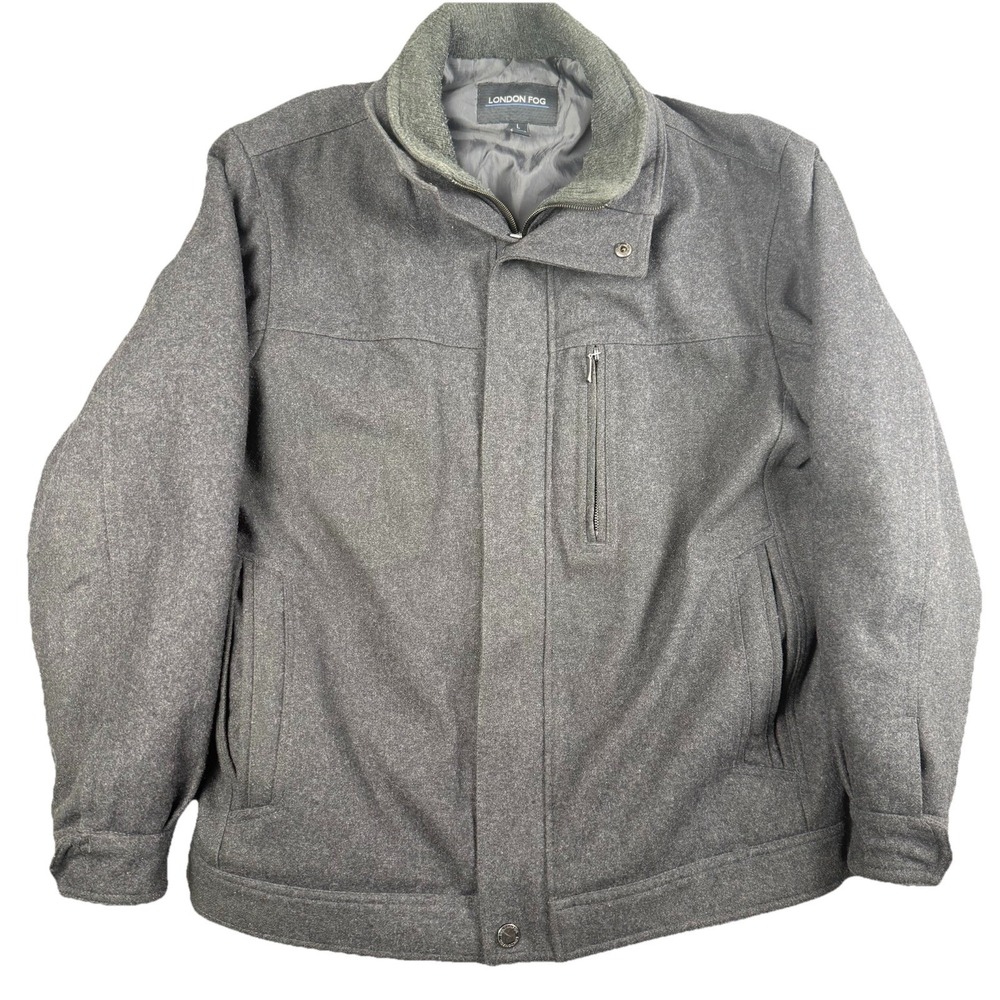 Men's Large Gray‎ London Fog Overcoat Excellent Condition Wool Blend Peacoat